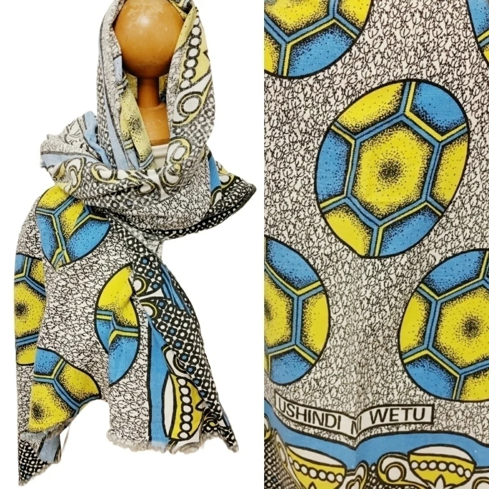 TRUE VINTAGE Soccer Scarf Cotton Katenge Wrap Swim Towel Pareo